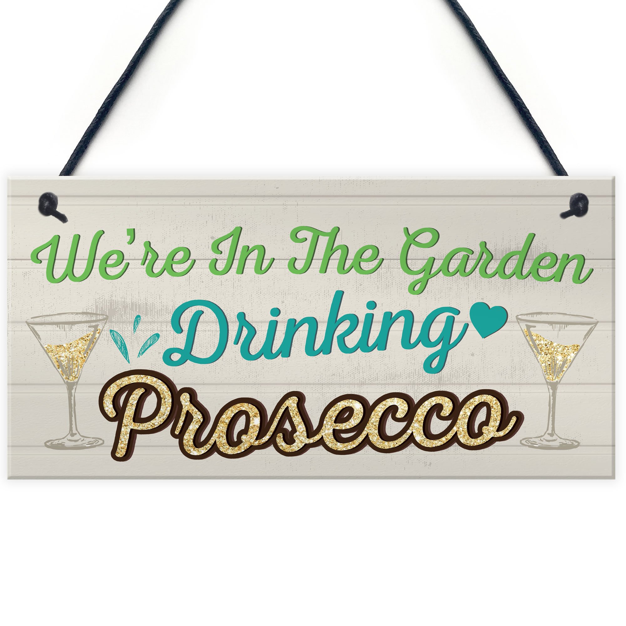 Red Ocean In The Garden Drinking Prosecco Friend Friendship Plaque Hanging Alcohol Sign Funny Gift Birthday Presents