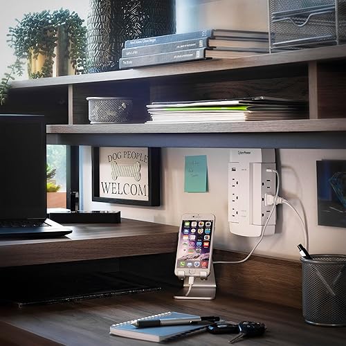 Miniatura 6 de CyberPower CSP600WSU - Protector de sobretensiones (6 CA) con 2 puertos de carga USB (2,1 A)