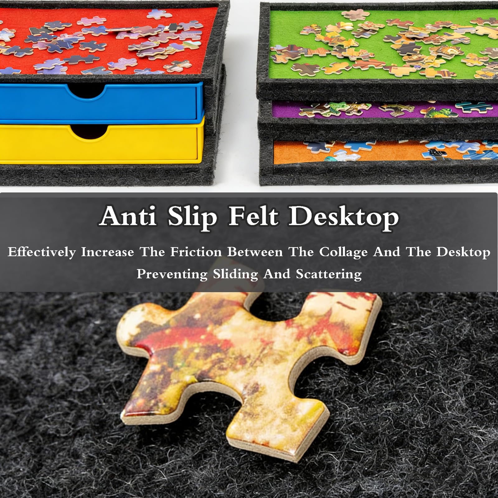Planche De Puzzle Inclinable 2 en 1,Table Puzzle Inclinable,Pliante AntidéRapante Planche Puzzles,Plateau en Feutre LéGer,Portable,Peut Contenir Jusqu'à 1000 1500 2000 PièCes
