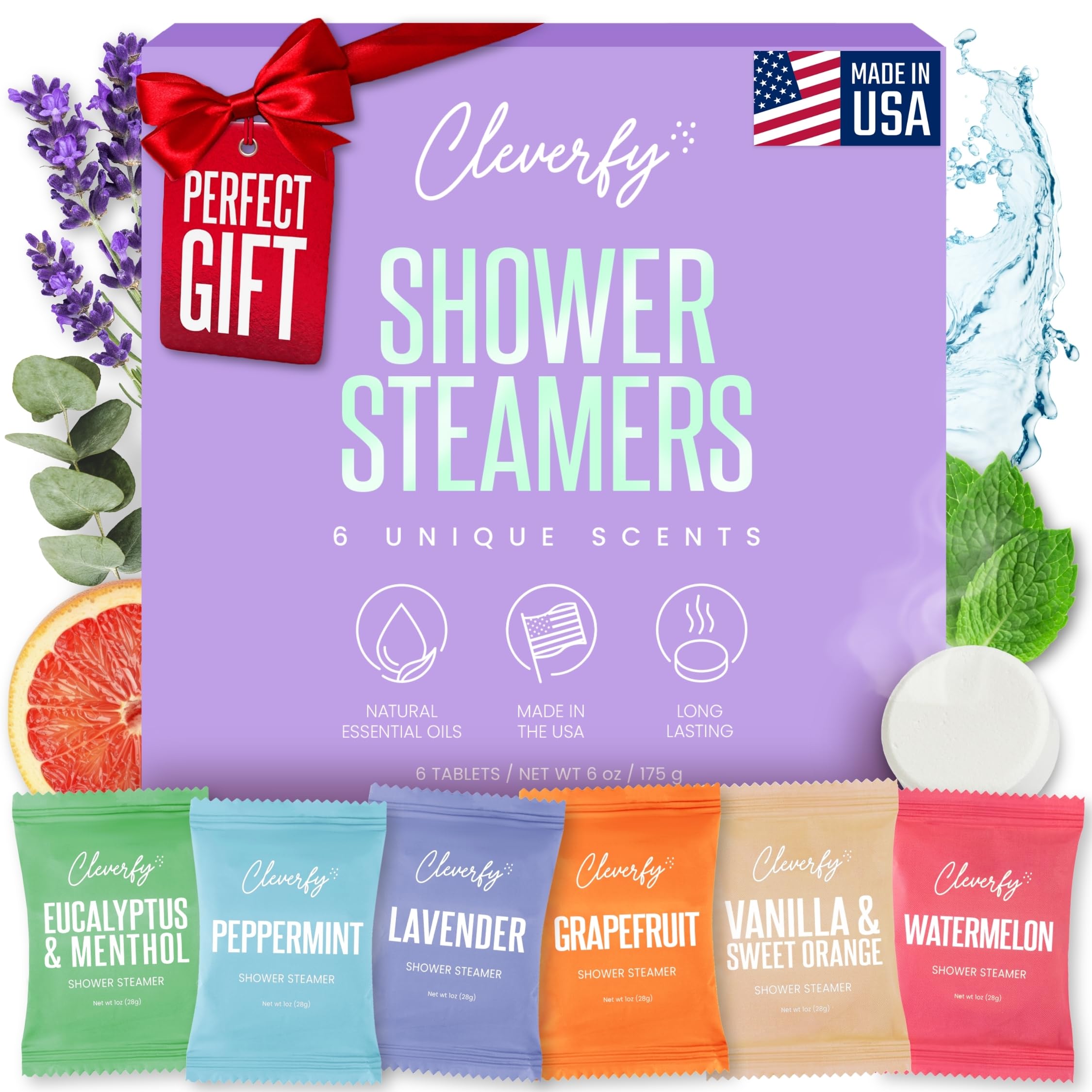 Cleverfy Shower Steamers Aromatherapy – Stocking Stuffers for Women, Teens and Wife – Christmas Gifts for Women and Teen Girls – White Elephant Gifts for Adults – 6 Tablets