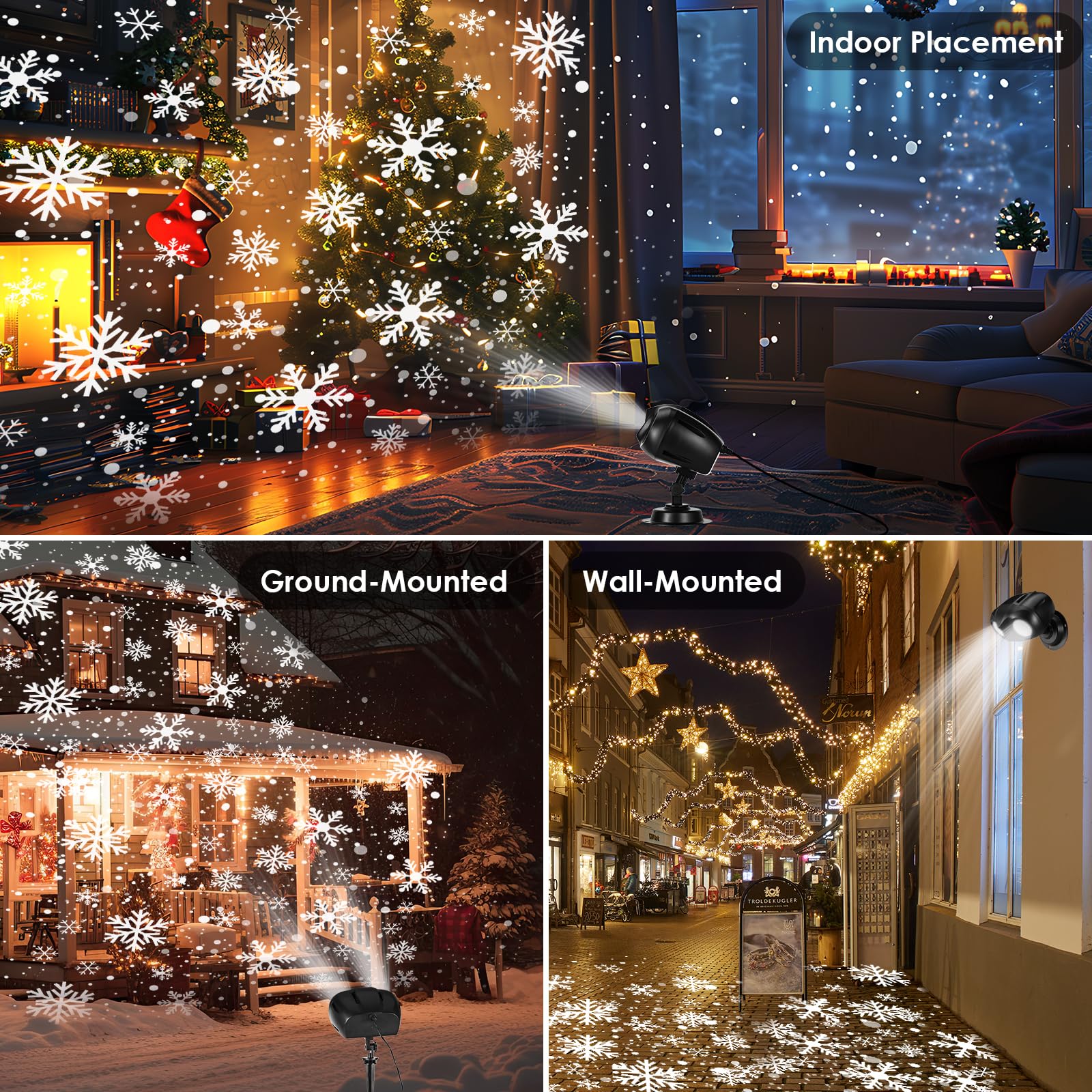 Weihnachts-Projektor XMAS SCENE Mit Schneeflocken & Rentieren