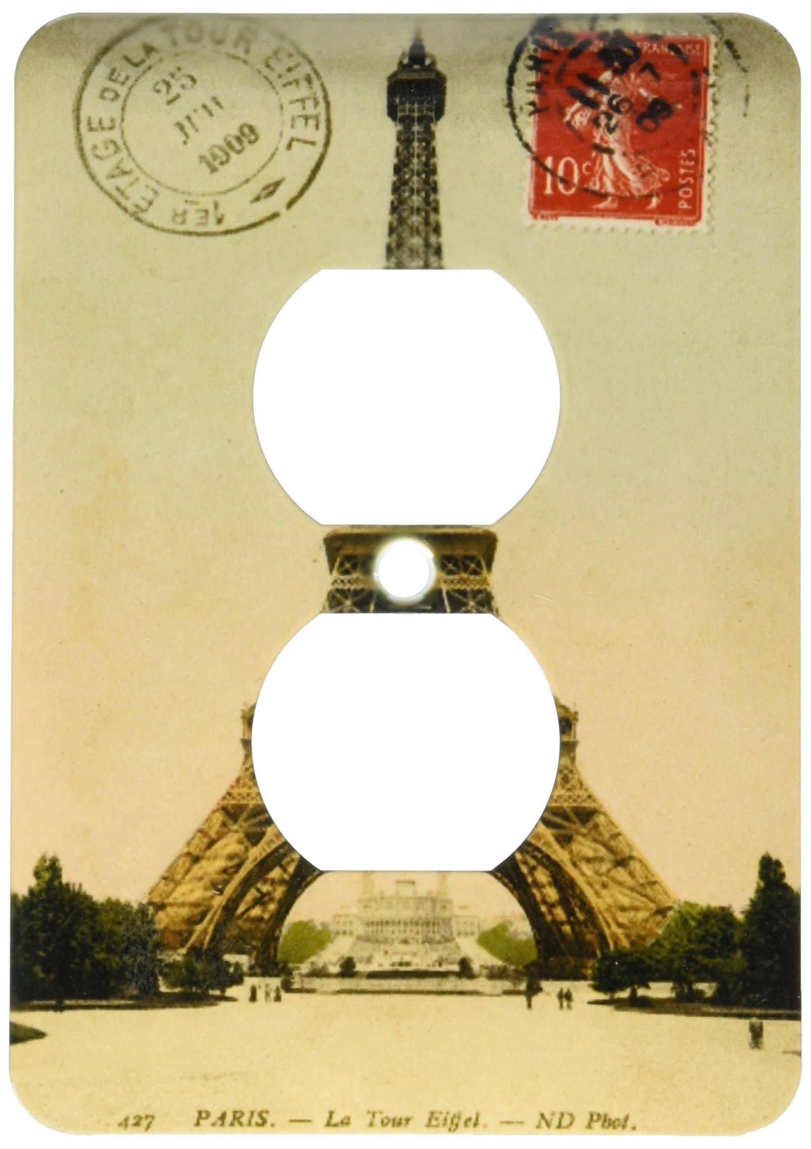 Chapeau interrupteur Paris carte postale 1909 tour Eiffel rétro