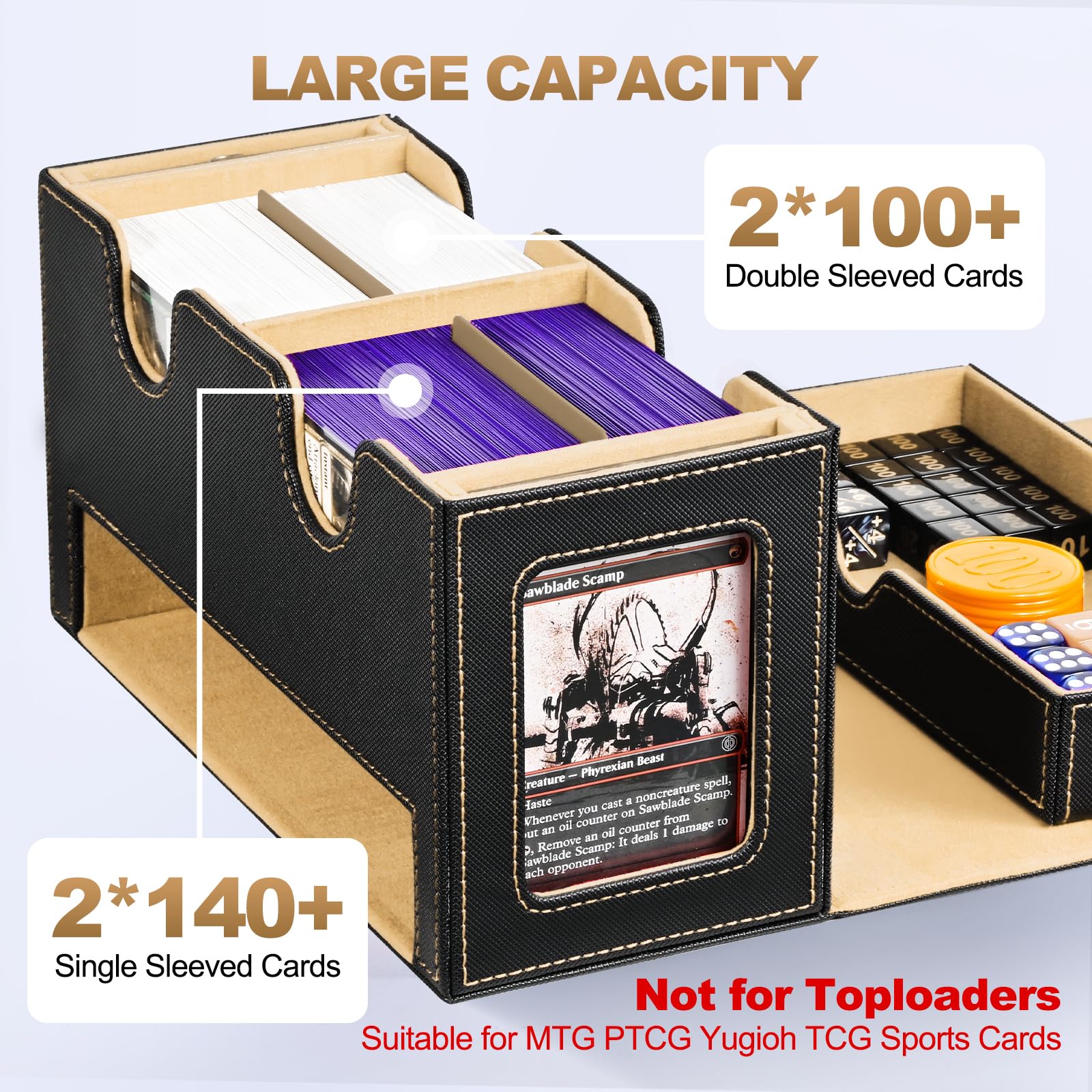 Amazon.com: UAONO MTG Deck Box with 2 Commander Display and Dice