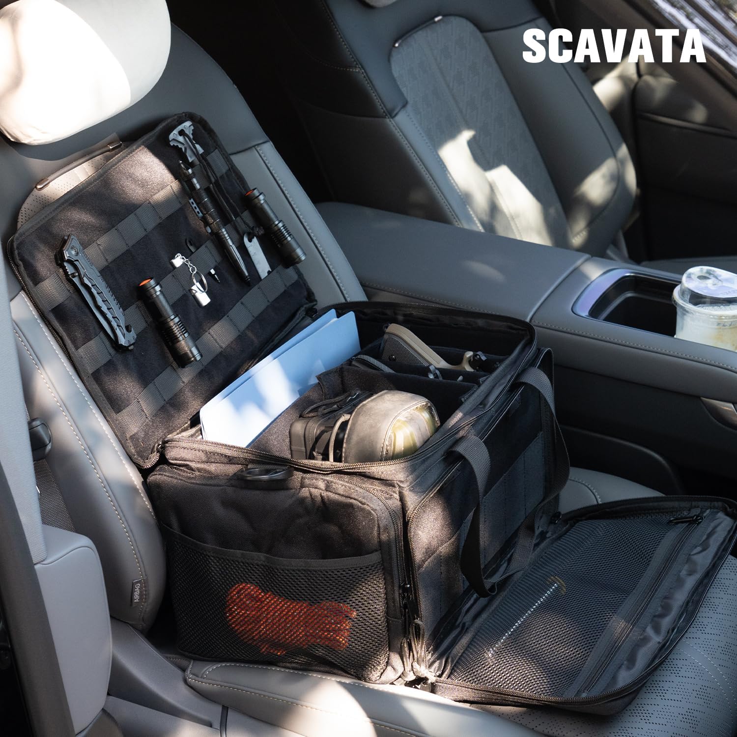SCAVATA Large Pistol Range Bag for 4 Handguns, Shooting Duffle Bag with 6 Mag Slots & Extra Pockets, MOLLE System, Heavy-Duty Pistol Range Bag for Ammo & Gear