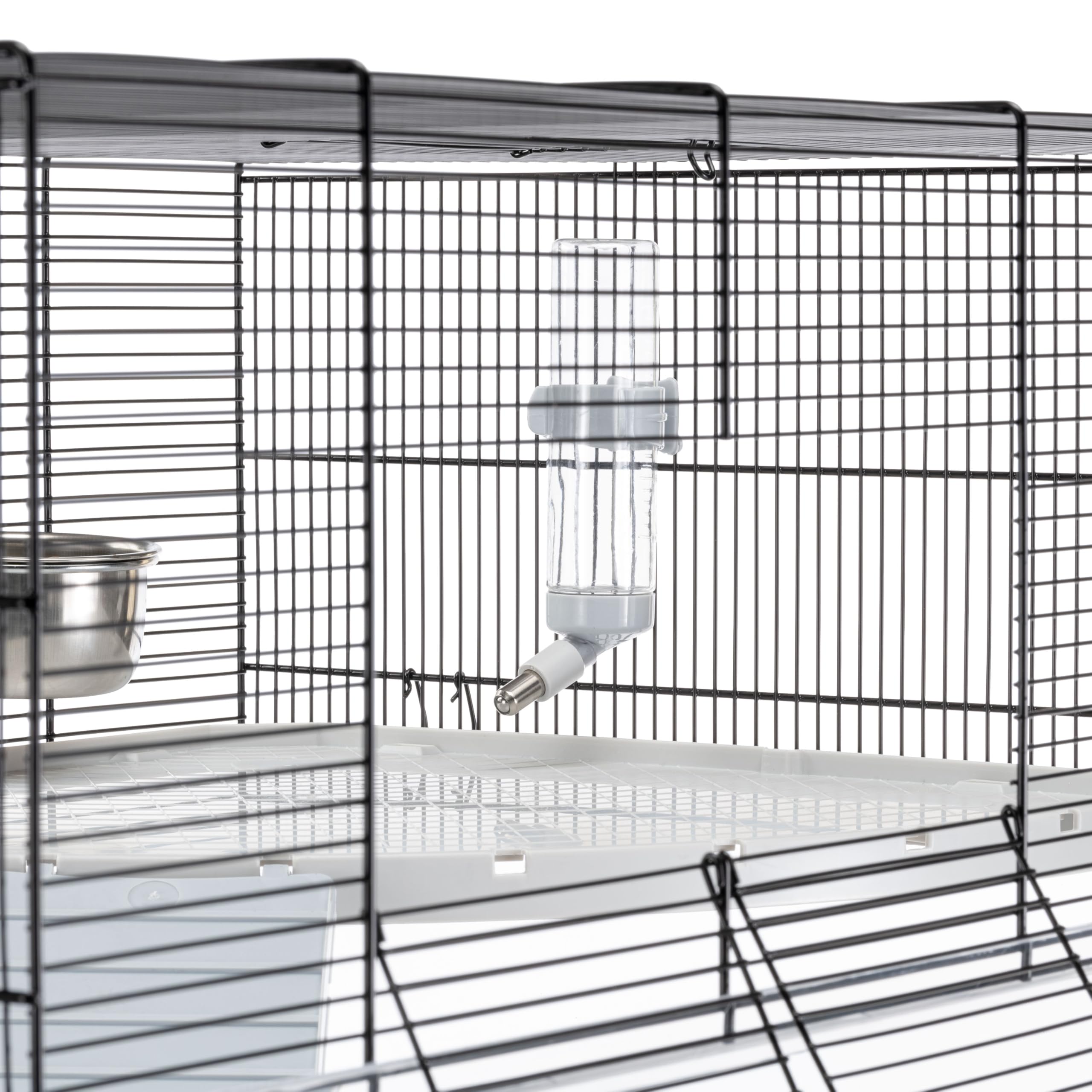 Ferplast Jaula para Hámsters, Ratones y Gerbillos Glassy 80, Hábitat Accesorio de Dos Niveles para Pequeños Animales, Base Alta y Espaciosa, Gancho de Seguridad en Las Puertas, 78,5 x 57,5 x 44,5 cm
