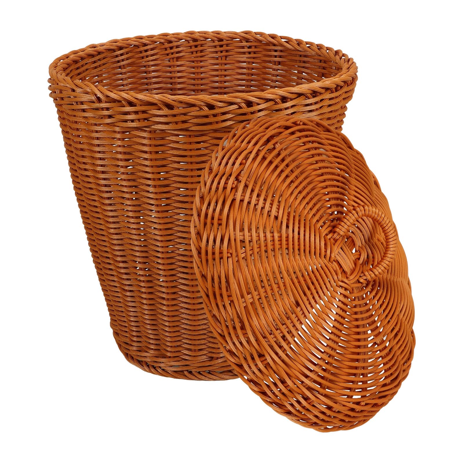 BESPORTBLE Cestino Portaoggetti in Rattan Imitazione con Coperchio, Capacità Ragionevole, Raffinata Fattura e Stile Rustico per Soggiorno o Studio