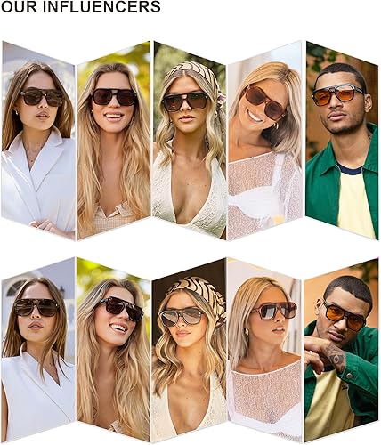 Vista 3 de SOJOS Lentes de sol polarizados retro gruesos estilo aviador para mujeres y hombres, gafas cuadradas de piloto grandes, modernas y audaces SJ2385