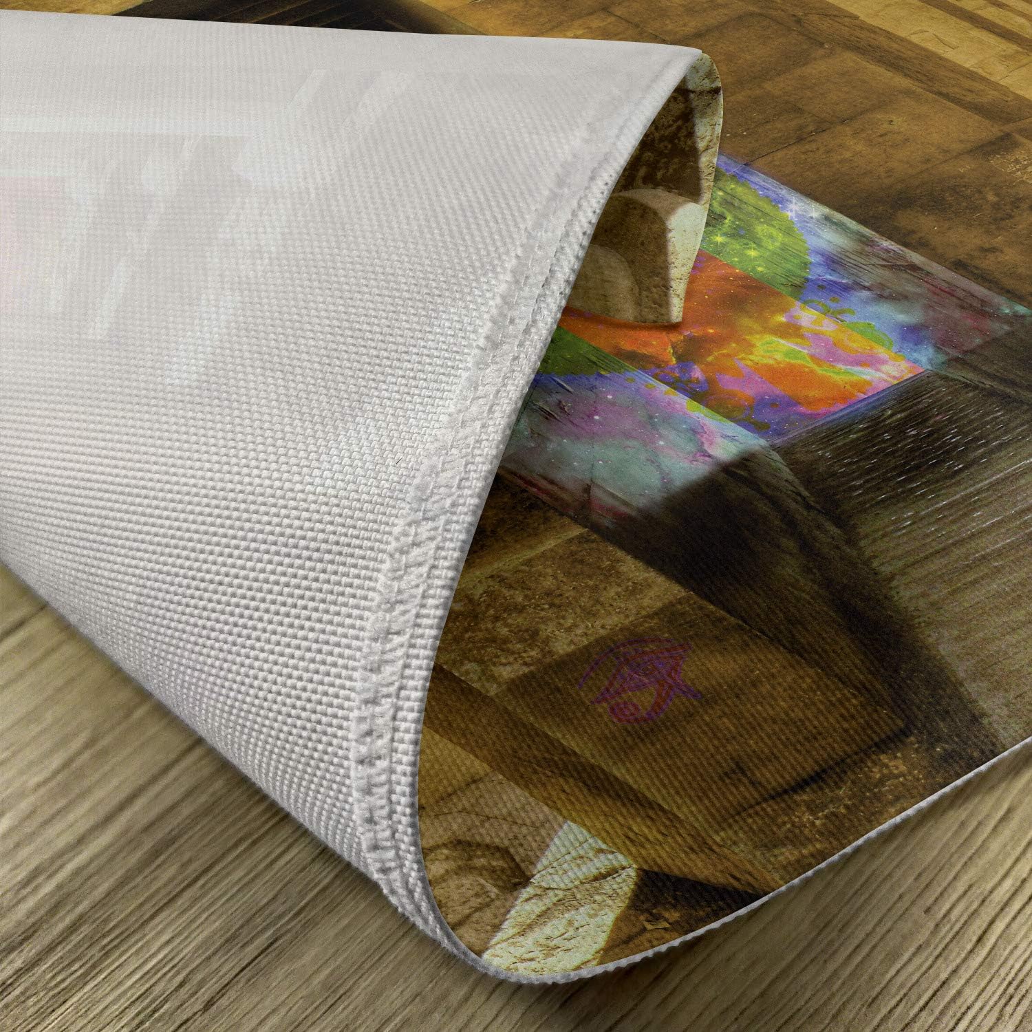 Ambesonne Egypt Place Mats Set of 4, Unusual Mystical Inside Rocky Walls and Stairs Culture Art Image, Washable Fabric Placemats for Dining Table, Tan Peach