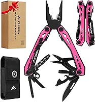 Vista 8 de FLISSA Alicates multiherramientas 16 en 1, regalos para hombres, multiherramienta EDC de acero inoxidable con cuchillo de bolsillo, clip