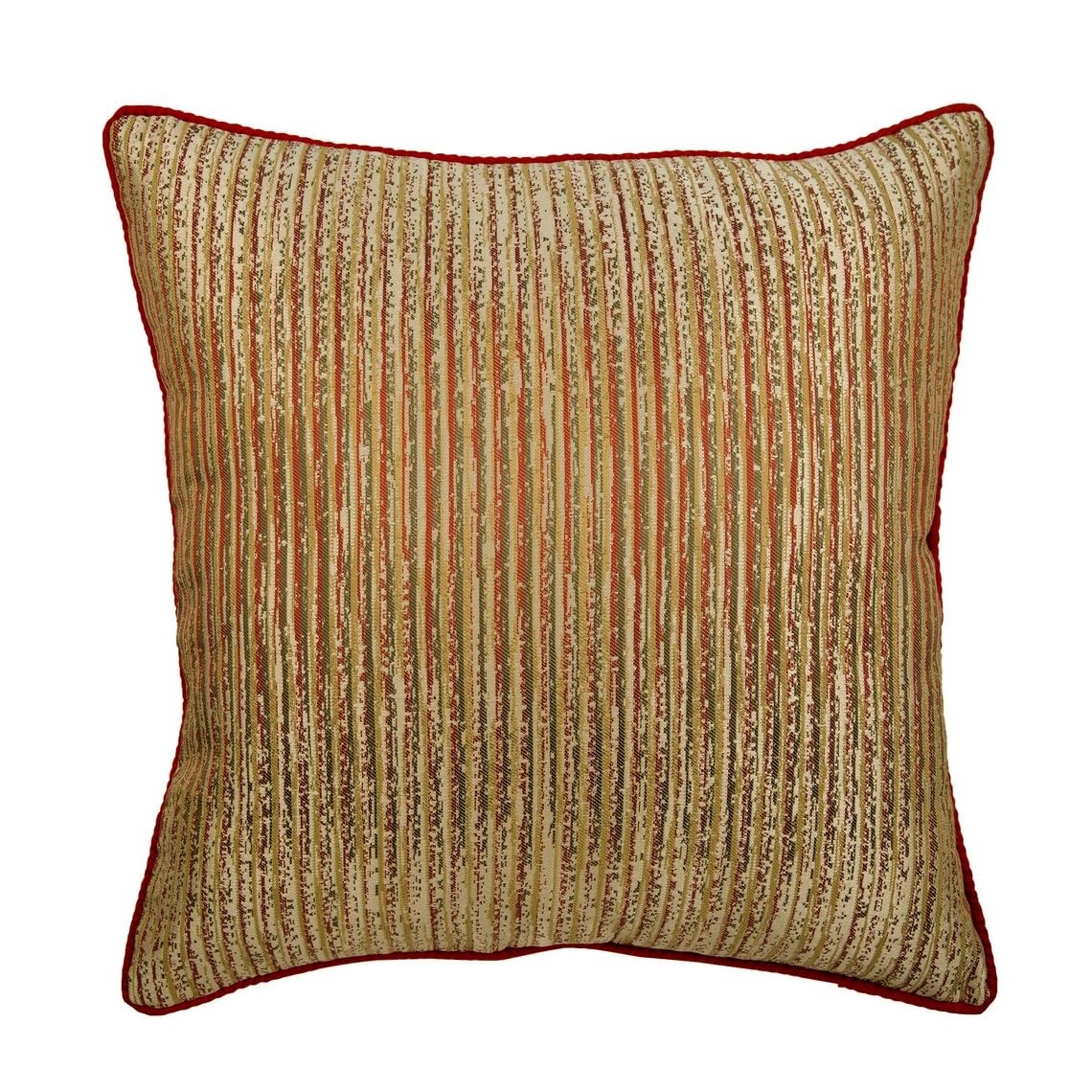 The HomeCentric Coral & Gold Abstract Stripe Decorative Cushions Cover 65x65 Square Jacquard Stripe Texture Cushion Covers, Gold Cushion Covers Pack of 2, 65x65 cm (26"x26") - Toasted Coral Gold