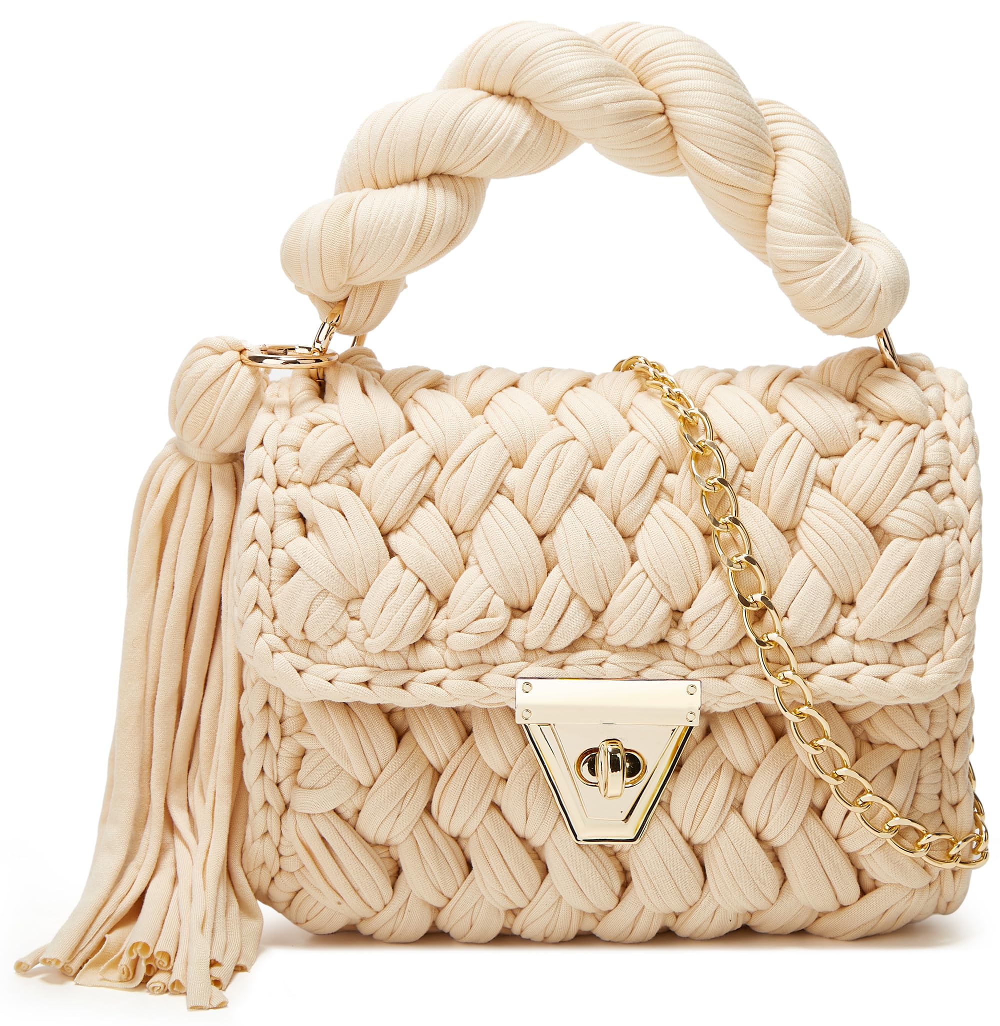Chunky Yarn Knit Crochet Tote Purse