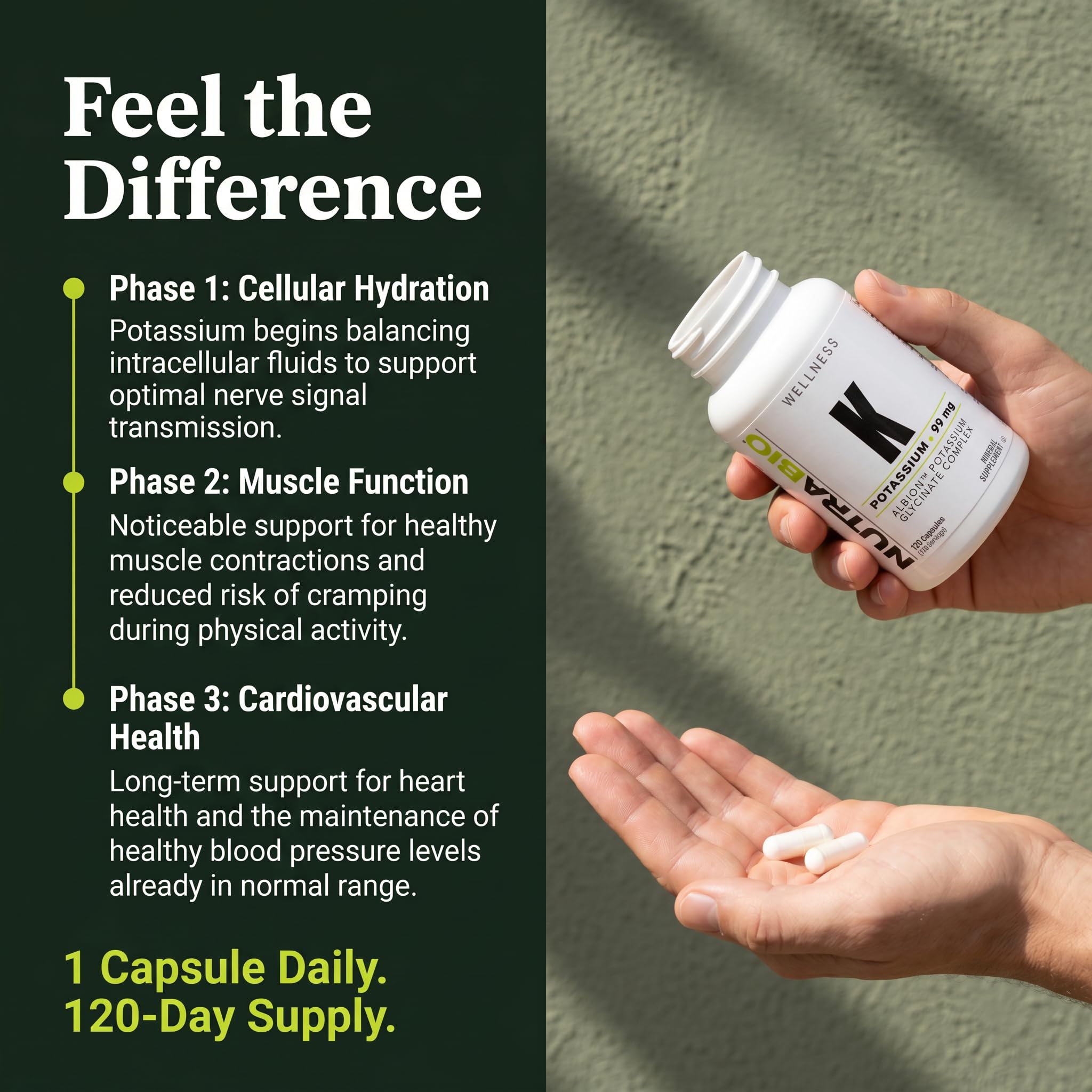 NutraBio Potassium Complex, Potassium Supplement for Healthy Heart, Bones, Muscles & Digestion, 99mg - 120 Vegetable Capsules — Amazon image 4