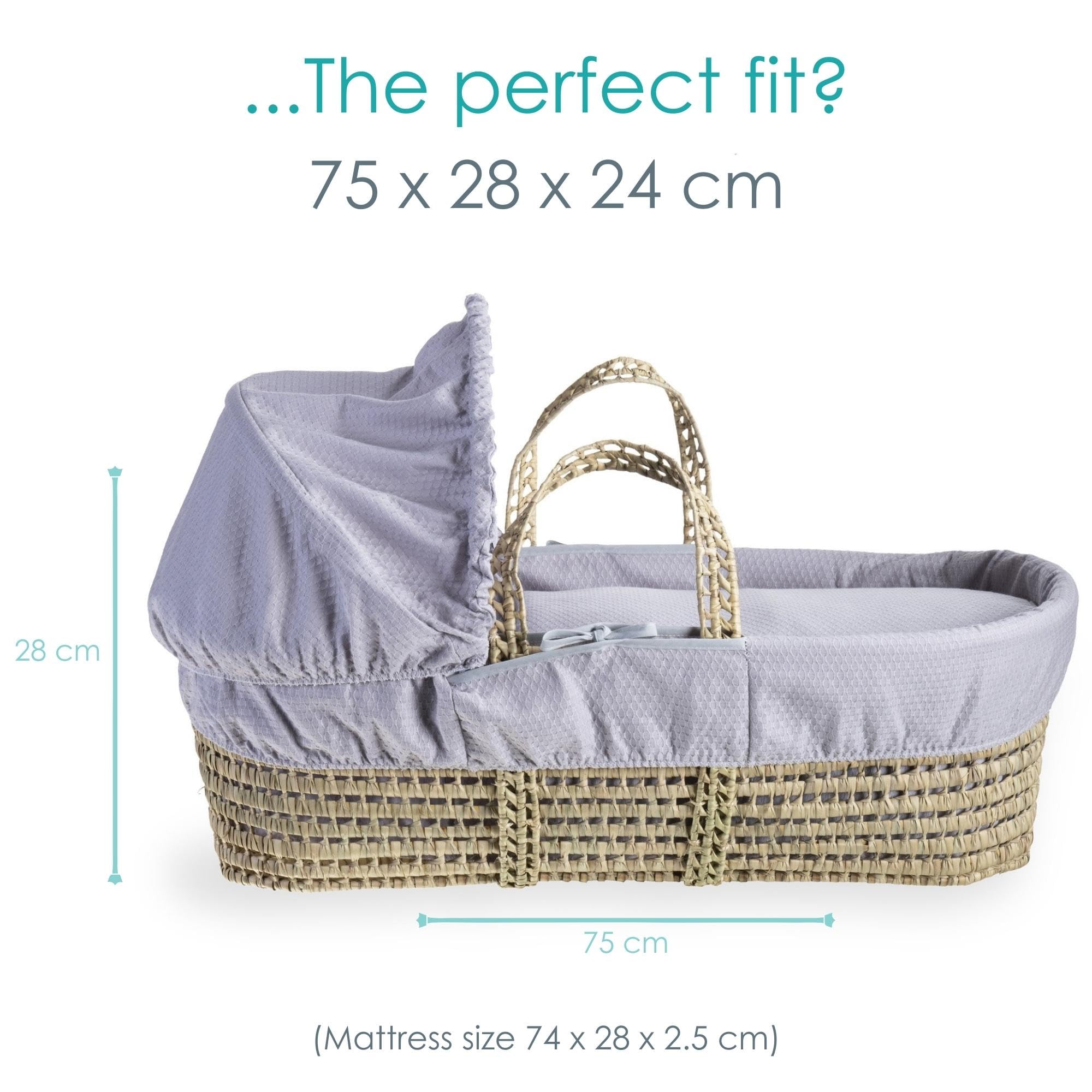 Clair de Lune Cotton Dream Couffin en palmier Gris 75 x 28 cm