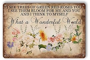 Vintage Flower Tin Sign - A Wonderful World Full of Green Trees...