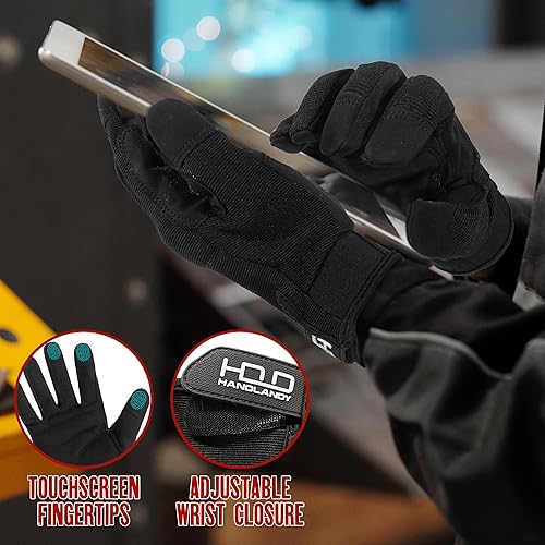 Vista 148 de HANDLANDY - Guantes de trabajo para hombres y mujeres, guantes de trabajo de mecánico utilitario para pantalla táctil, guantes de trabajo flexibles