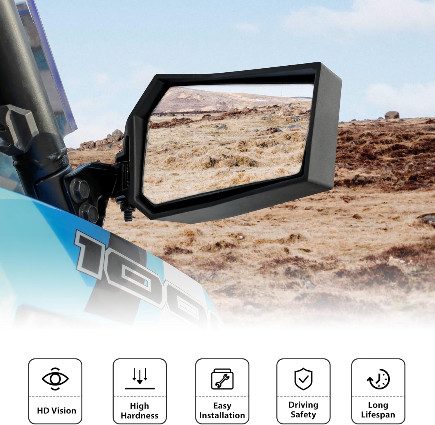 Folding Side Mirrors for RZR, Adjustable Rear View Mirrors for Polaris Polaris RZR XP XP4 1000 Turbo S 1000 900 2014-2023 Accessories (2PCS, Replace #2881198)