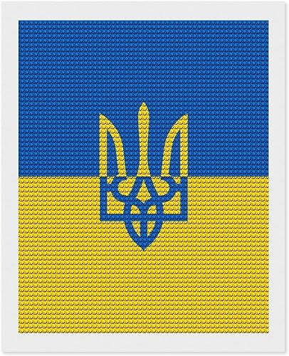Kits de pintura de diamantes de bandera ucraniana, pintura de bricolaje de taladro completo, pintura de diamantes, arte para decoración de pared del