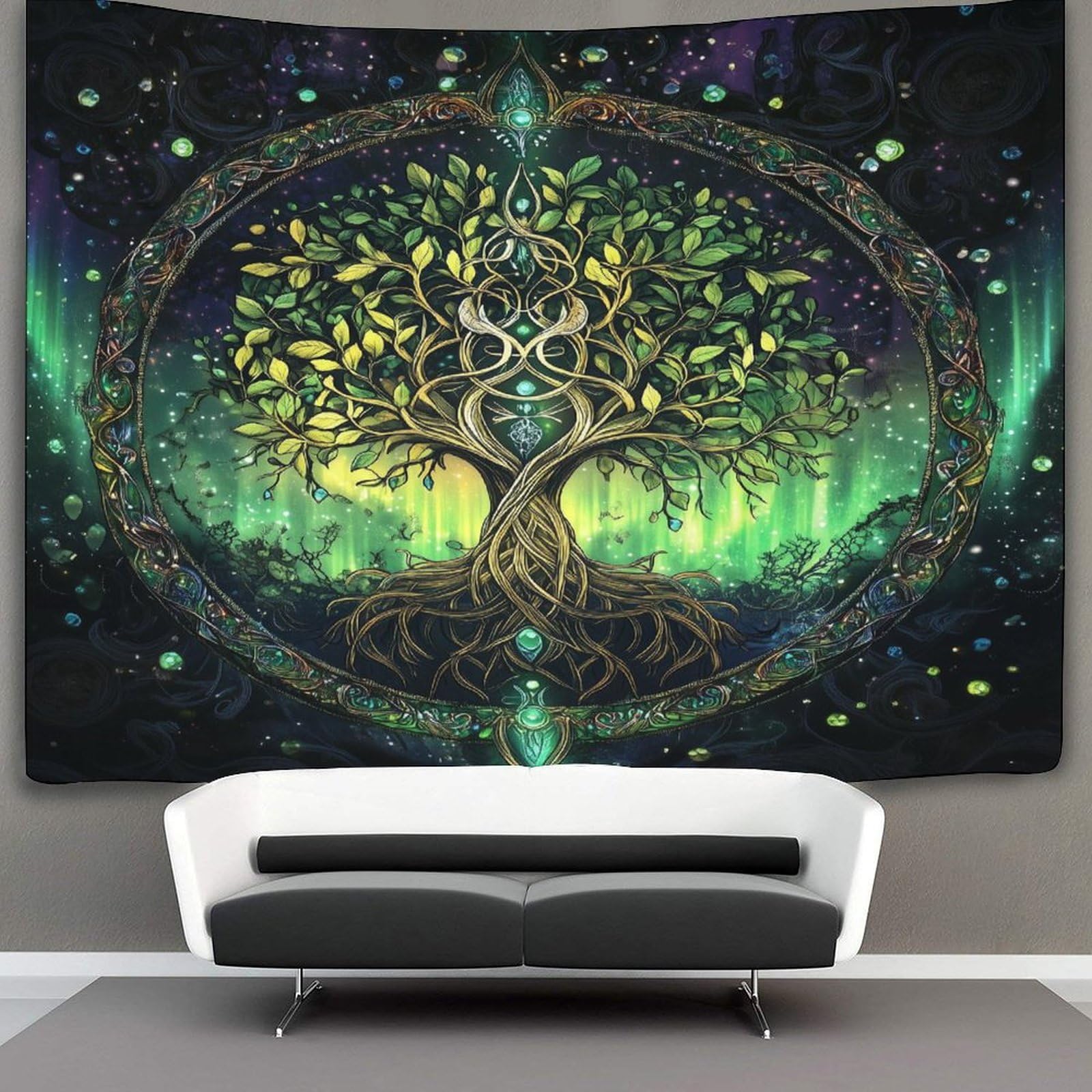 kaiyun Tree of Life Tapestry for Wall Decor Tapestry for Bedroom,Northern Lights in The Background Tapestries Wall Hangings for Living Room 180cmx230cm