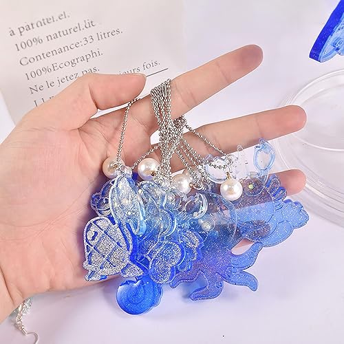 Miniatura 6 de Attuslla 2 moldes de resina para aretes de la serie Ocean para colgantes, moldes de resina de silicona, kits de fabricación de moldes de resina de