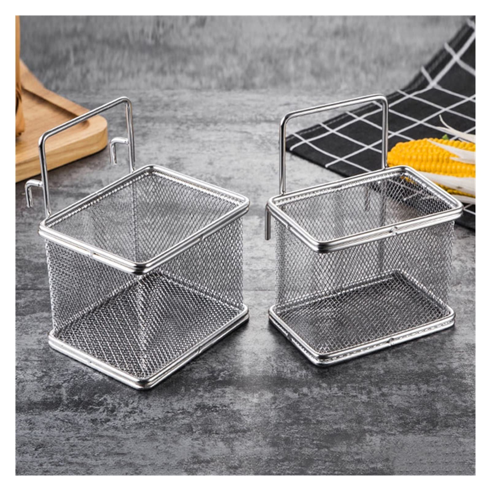 Cesta para freidora de acero inoxidable 304, cesta para freír en caliente, filtro para sartén, colador de alimentos, pantalla para fugas de aceite, cesta coladora con filtro para bolas de masa hervi