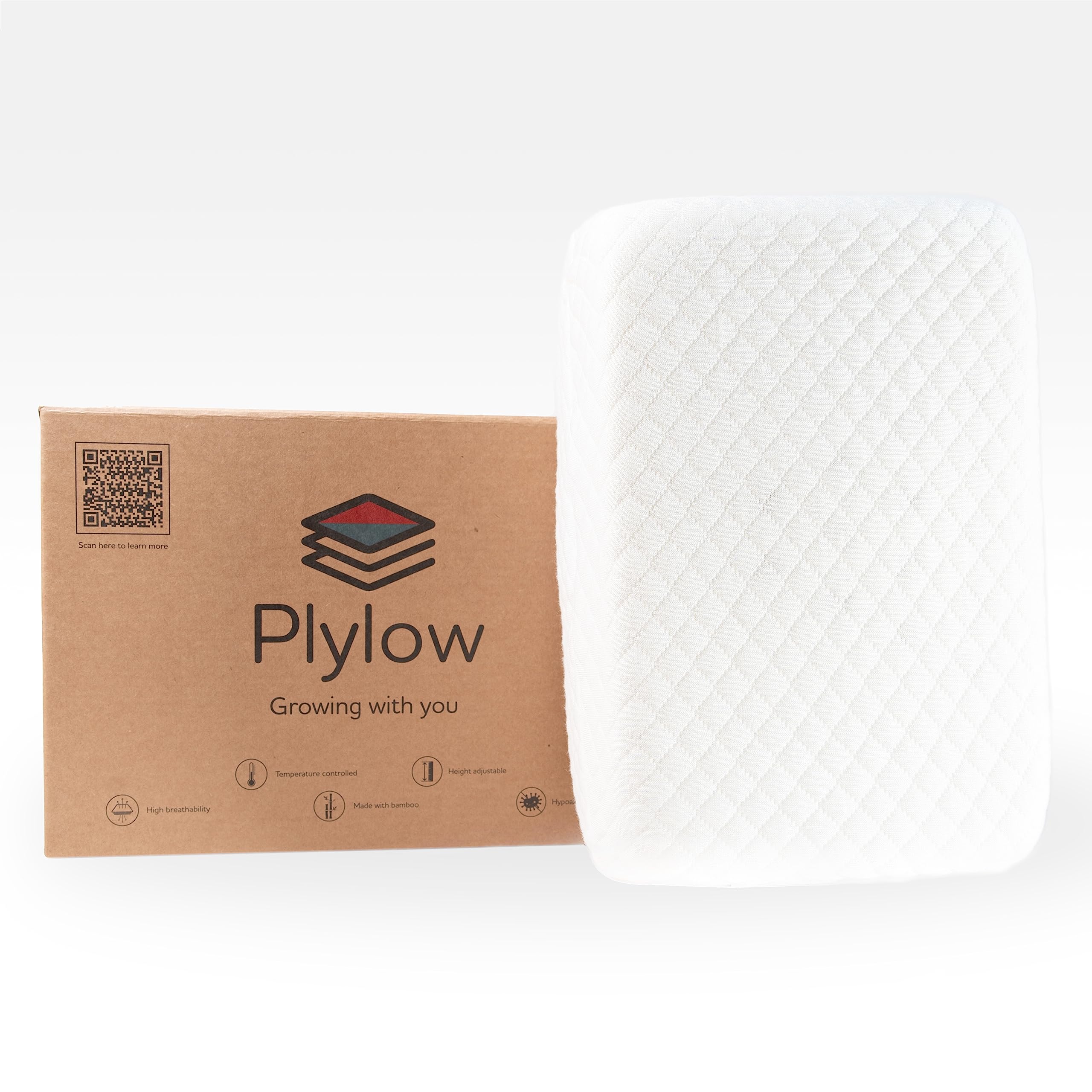PlylowMemory Foam Toddler Pillow - Temperature & Height Adjustable Kids Memory Foam Pillow 21cm x 32 cm