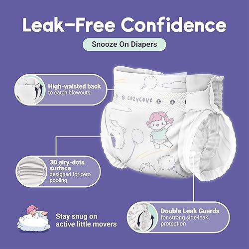 Miniatura 5 de Cozycove Paquete de viaje tamaño 4 pañales, pañales de cinta delgada Snooze On Overnight, tamaño 4 (22-33 libras), 5 unidades