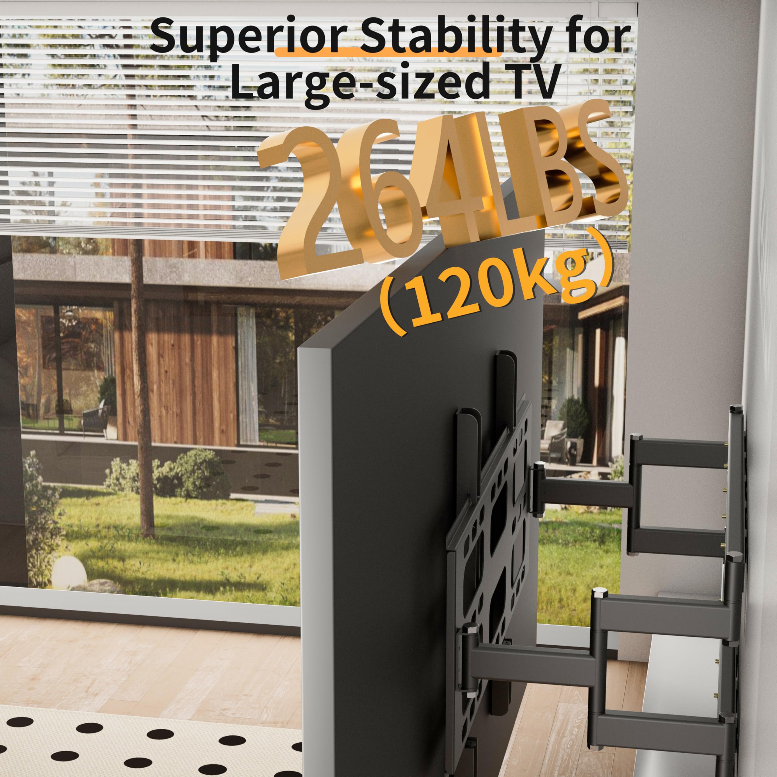 UNHO Supporto TV da Parete Estendibile: Staffa Muro per Porta TV 55-100 Pollici Portata Max 120kg Spesso Ultra Resistente Doppio Braccio Max VESA 800x600mm