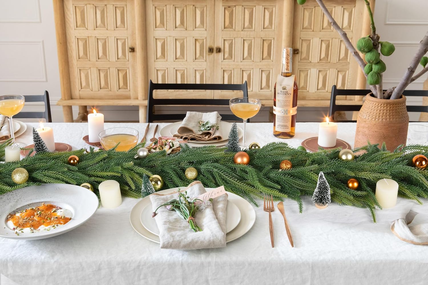 DearHouse Pine Garland Christmas Decoration, Artificial Greenery Garland Norfolk Pine Leaves for Holiday Season Mantel Fireplace Table Runner Centerpiece (Pine Garland) - Image 3