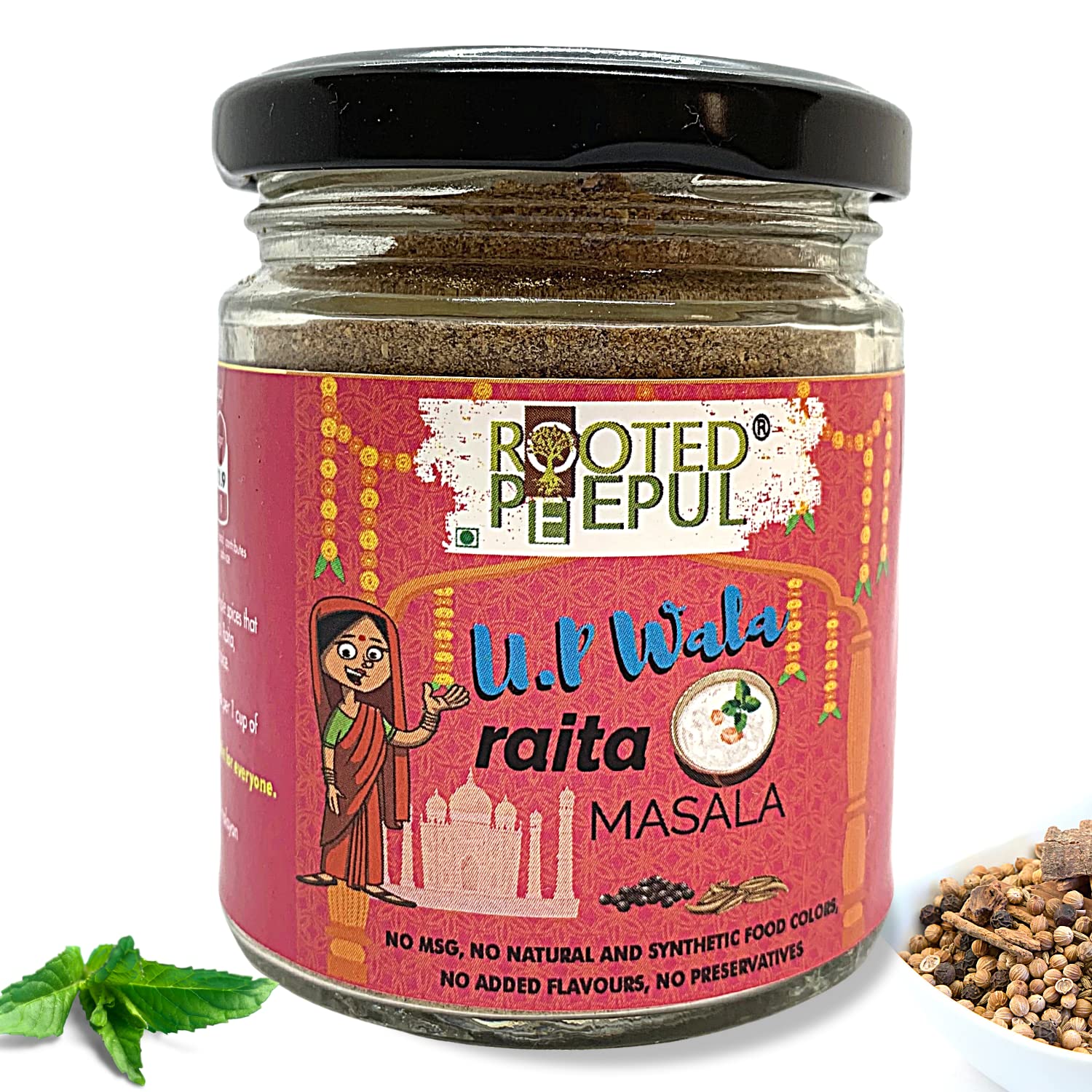 Rooted Peepul - Organic Raita Masala Powder An Authentic Recipe From Uttar Pradesh - Tasty Blend of Organic Premium Spices - No MSG, No Preservatives, No Artificial Colour or Flavour - 100g (B09XXCT56C) Amazon Price History, Amazon Price Tracker