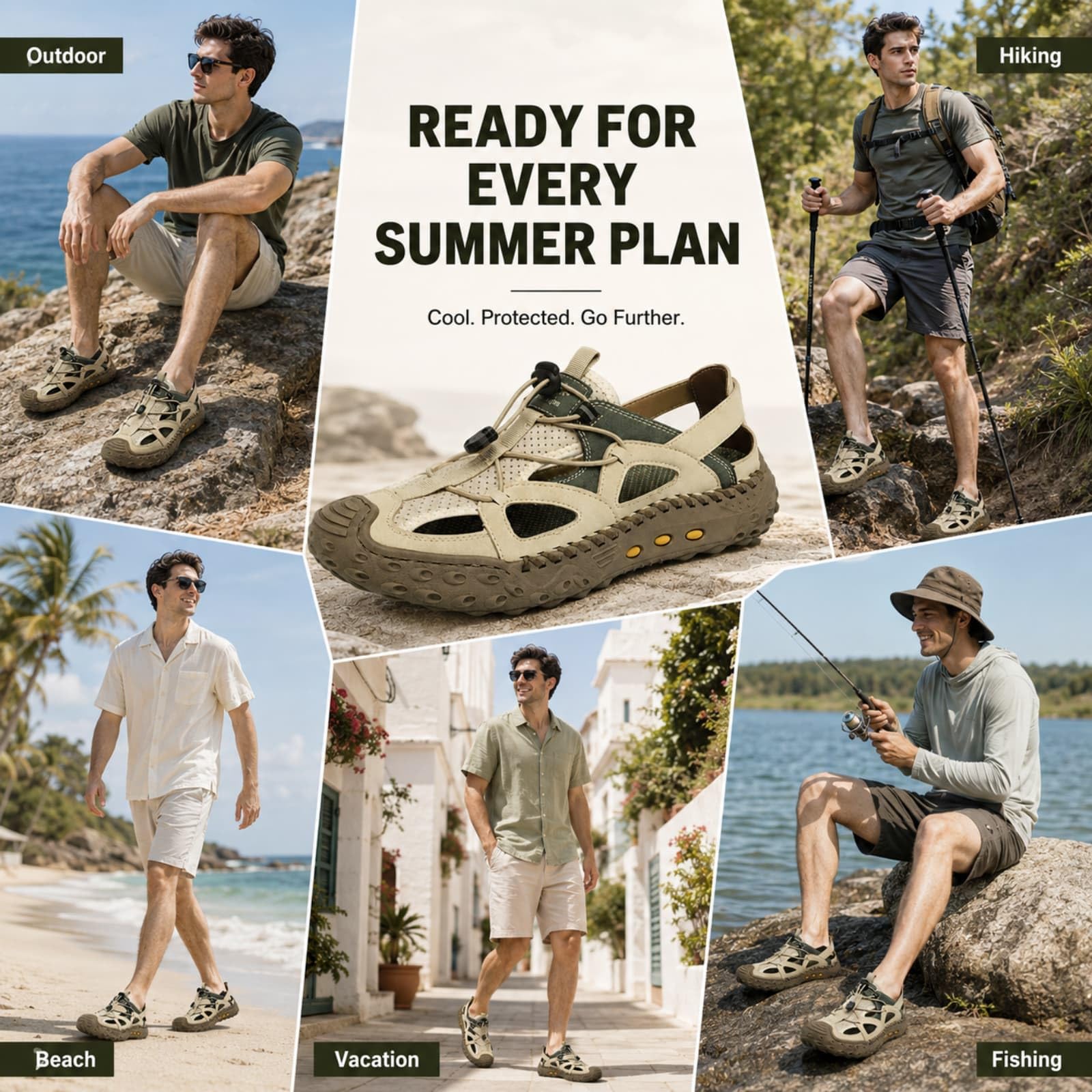 ENEN Sandales Randonnée Homme Bout Fermé, Sandales de Marche Homme Bout Fermé Extérieur 39-48 EU Chaussures de Randonnée Trekking Ete Antidérapante Chaussures d'Eau Plage Respirantes