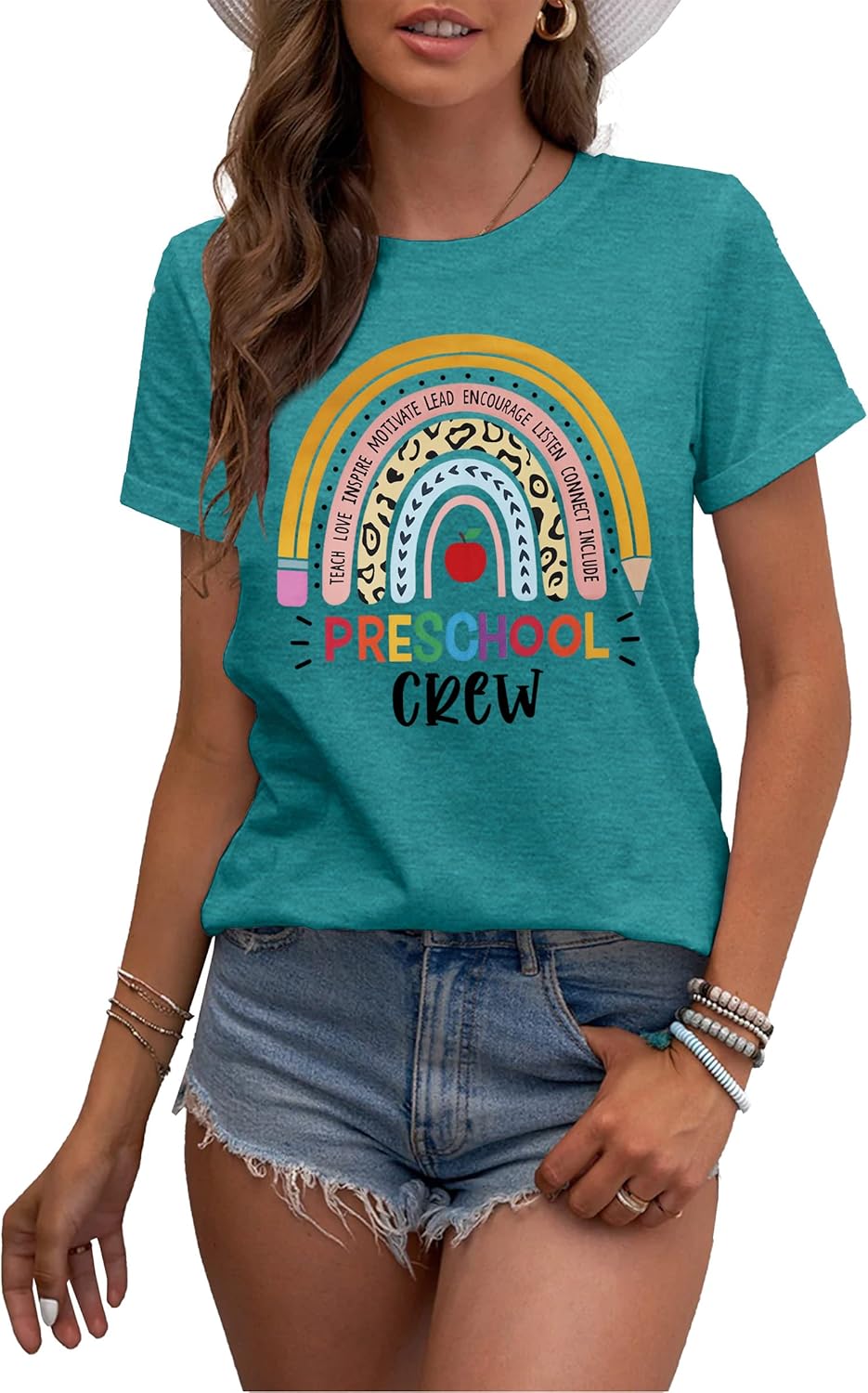 MAIHUN Womens Preschool Teacher Shirts Preschool Crew Rainbow Tshirt Teacher Life Short Sleeve - Image 3