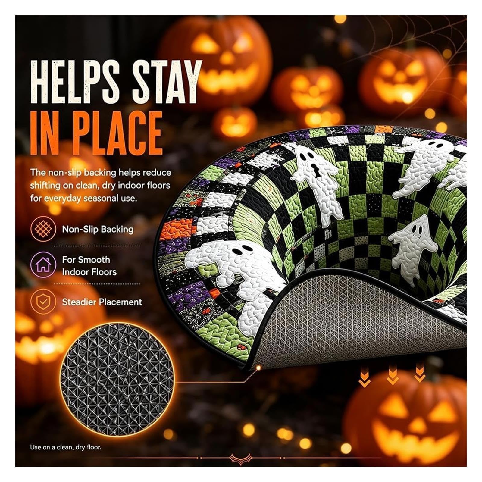 Dywan 3D na Halloween, 3D, horror 3D, okrągły dywan z antypoślizgowym spodem, miękki kryształowy aksamit, do nawiedzonego domu, salonu, akademika i imprezy z horrorem, dekoracja (#C, 120 x