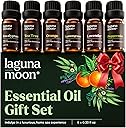 Lagunamoon Essential Oils Christmas Set - 6 Oils for Diffusers, Home Care, Candle Making Scents, Fragrance, Aromatherapy, Humidifiers, Gifts - Peppermint, Tea Tree, Lavender, Eucalyptus, Orange (10mL)