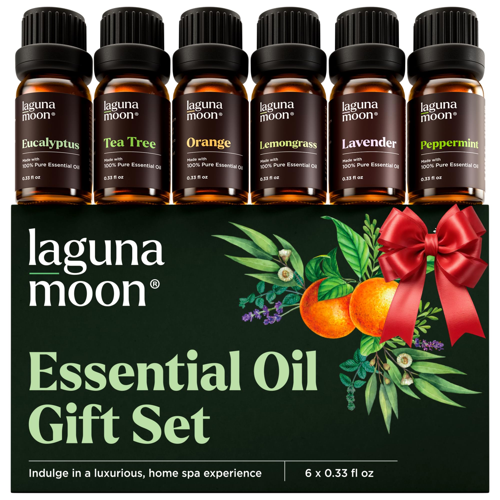 Essential Oils Set - Top 6 Blends for Diffusers, Home Care, Candle Making Scents, Fragrance, Aromatherapy, Humidifiers, Gifts - Peppermint, Tea Tree, Lavender, Eucalyptus, Lemongrass, Orange (10mL)