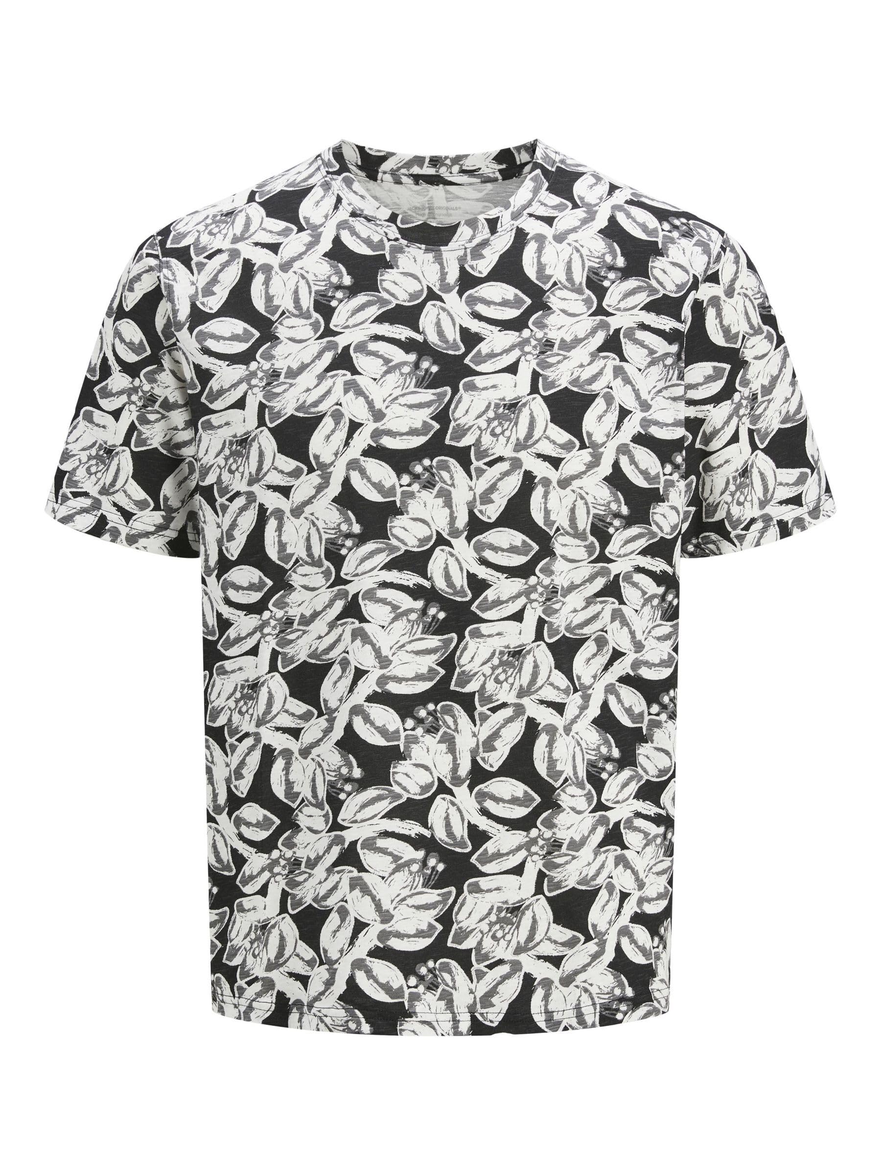 JACK & JONES Jorsplit AOP Tee SS Crew Neck, Black, M
