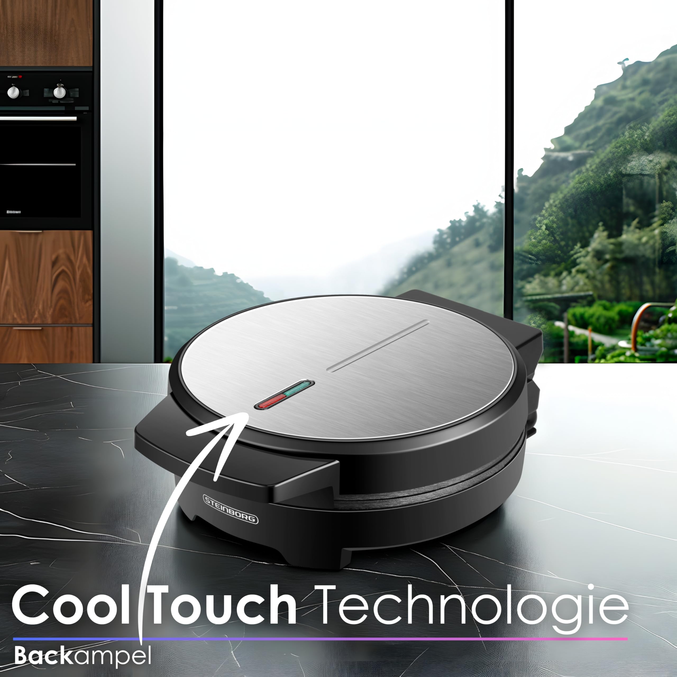 Piastra per waffle | 1000 Watt | Macchina per waffle | Macchina per waffle | Paninigrill | Tostapane | Waffle Maker | Griglia elettrica | Tecnologia Cool Touch | Rivestimento antiaderente |