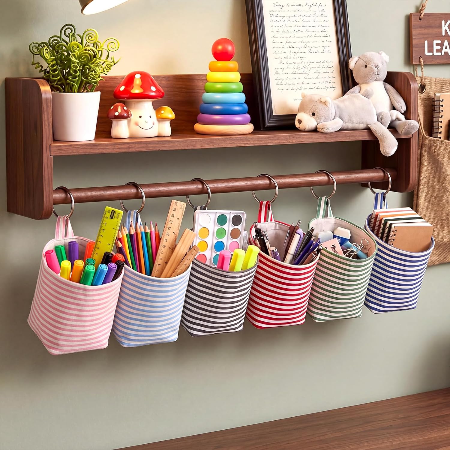 Novabright 6 Pcs Small Striped Hanging Basket for Wall 5.3 x 3.9in, 6 Color