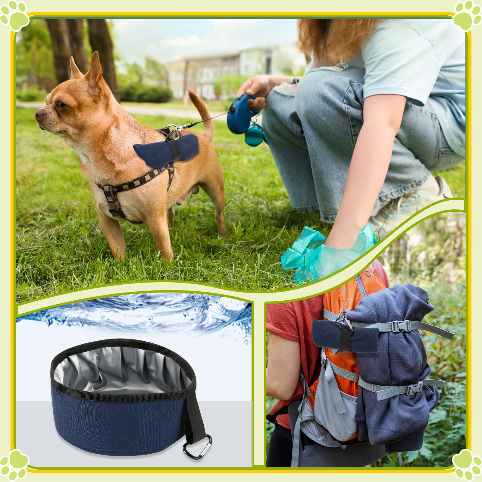 Zopeal New Puppy Gift Basket Dog Toy Pet Accessories Portable Travel Bowl, Grooming Brush, Squeaky Toy, Suction Cup Feeder, Chew Ropes, for Dog Birthday Gifts Puppy Necessities