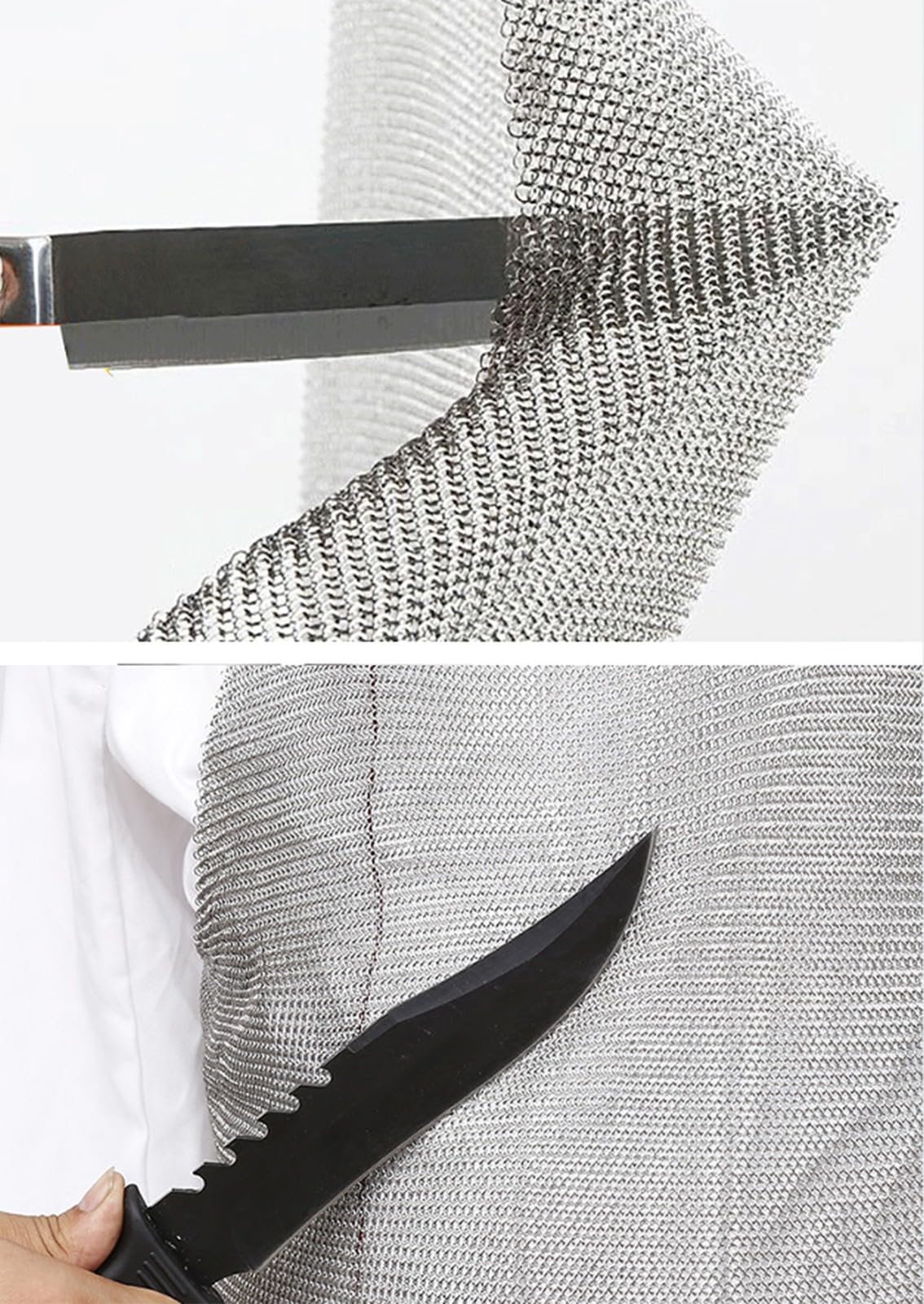 FUELIX Delantal Delantal Resistente A Cortes, Delantal De Metal De Acero Inoxidable Delantal Protector De Trabajo De Seguridad De Carnicero, Correas De Hombro Ajustables 55 * 70cm