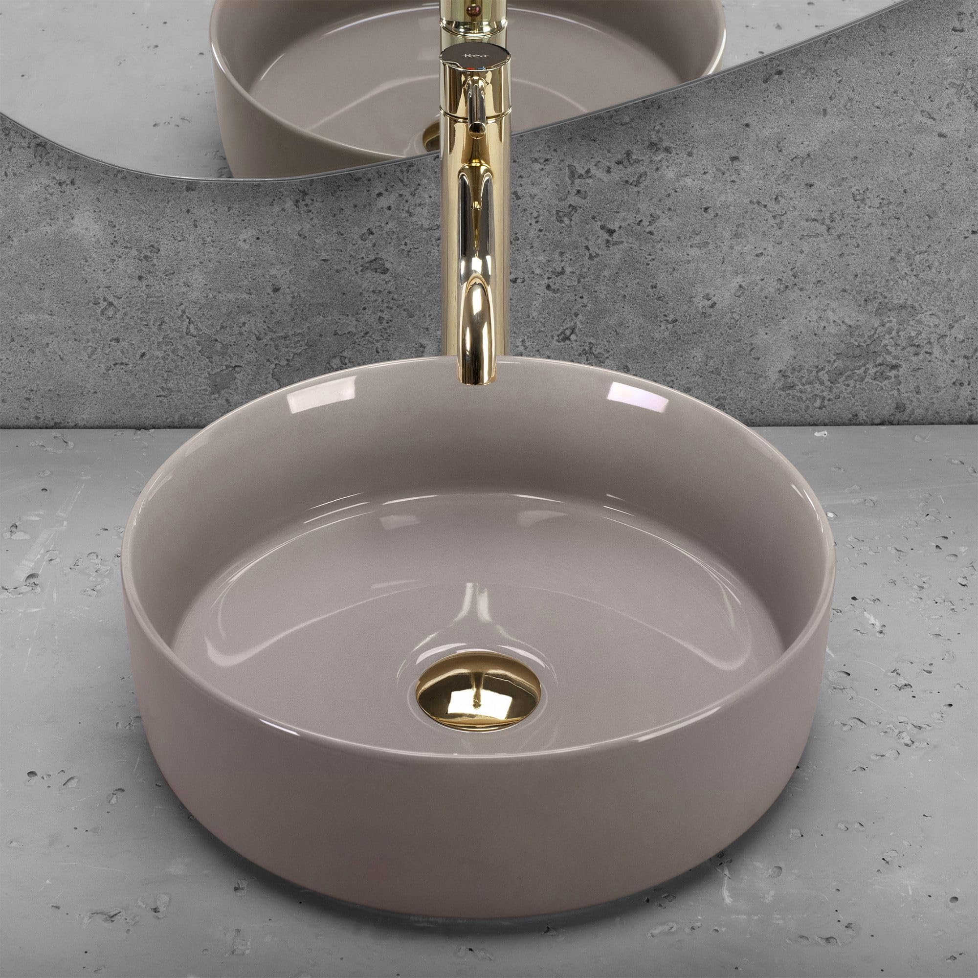 Lavabo Sobre Encimera Rea Sami Shiny Beige