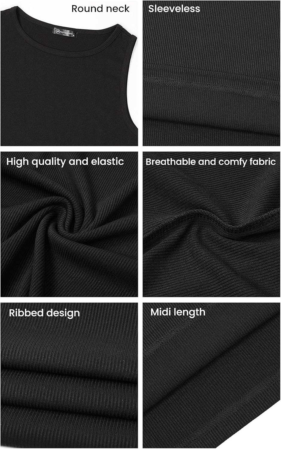 PRETTYGARDEN Women Bodycon Midi Dress 2026 Summer Spring Casual Vacation Sundress Fitted Sleeveless Tank Dresses - Image 6