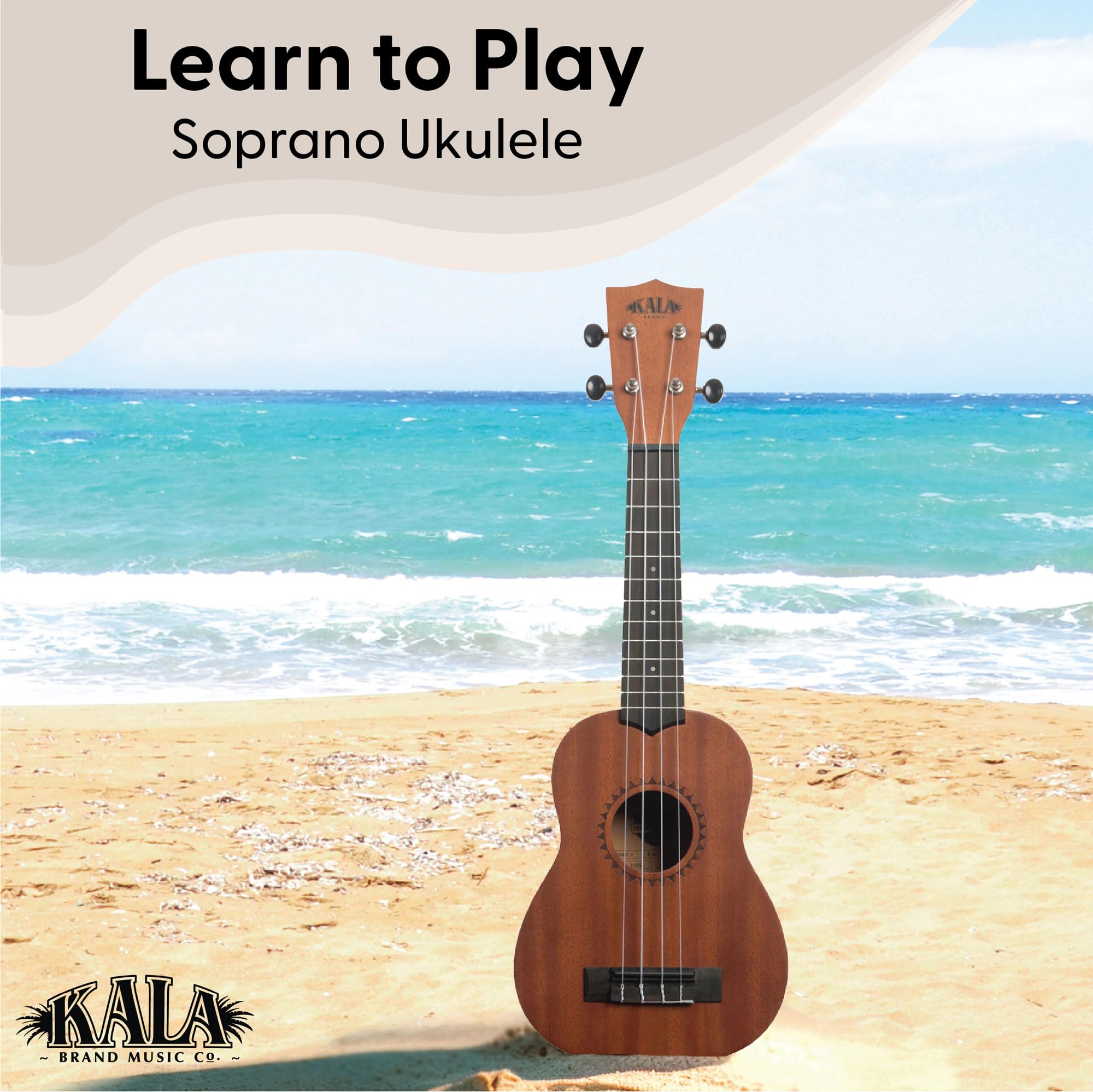 Kala KALA-LTP-S Ukulele Soprano dla dorosłych, studentów i początkujących, Ukulele z mahoniu i palisandru z miękkim etui i wprowadzającym przewodnikiem, w zestawie strunowe, satynowe
