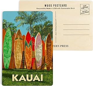 Kauai, Surfboard Fence (4x6 Birch Wood Postcards, 2-Pack Stationary, Rustic Home Wall Decor)
