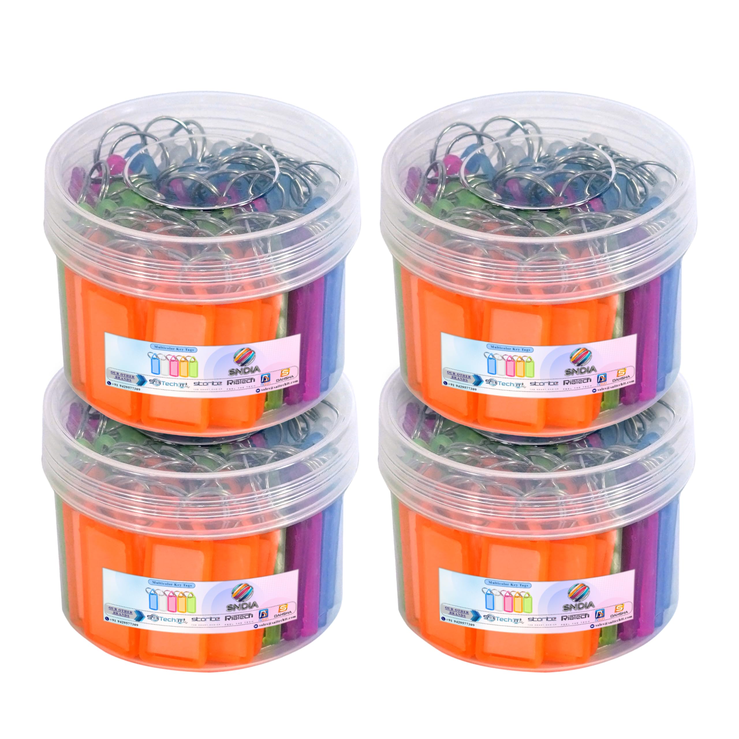 SNDIA 200 Pcs Key Tag Keyring & Keychain, Multicolor | Name Tag Labels, Two Side Id Label, Split Ring, For Office, Home Key