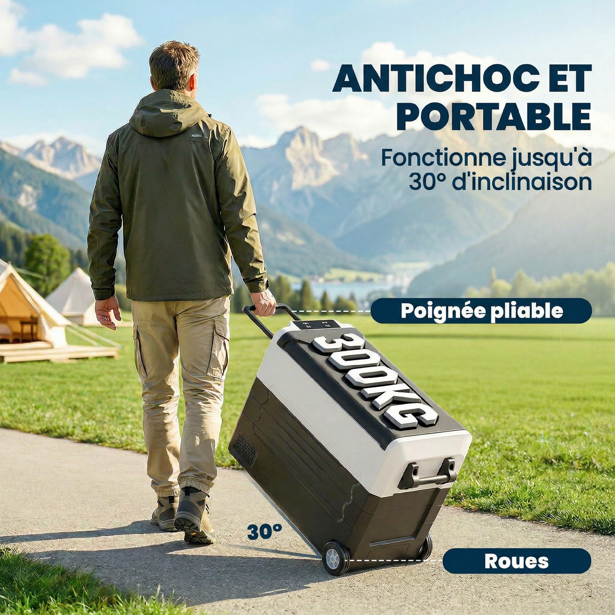 Outsunny Glacière Électrique Voiture 50L - Réfrigérateur Portable à Compression -20 à 20 ℃ Charge 300kg - Frigo de Voiture Double Zone, Refroidissement Rapide, App - 12V 24V 220V Van Camping-car, Noir