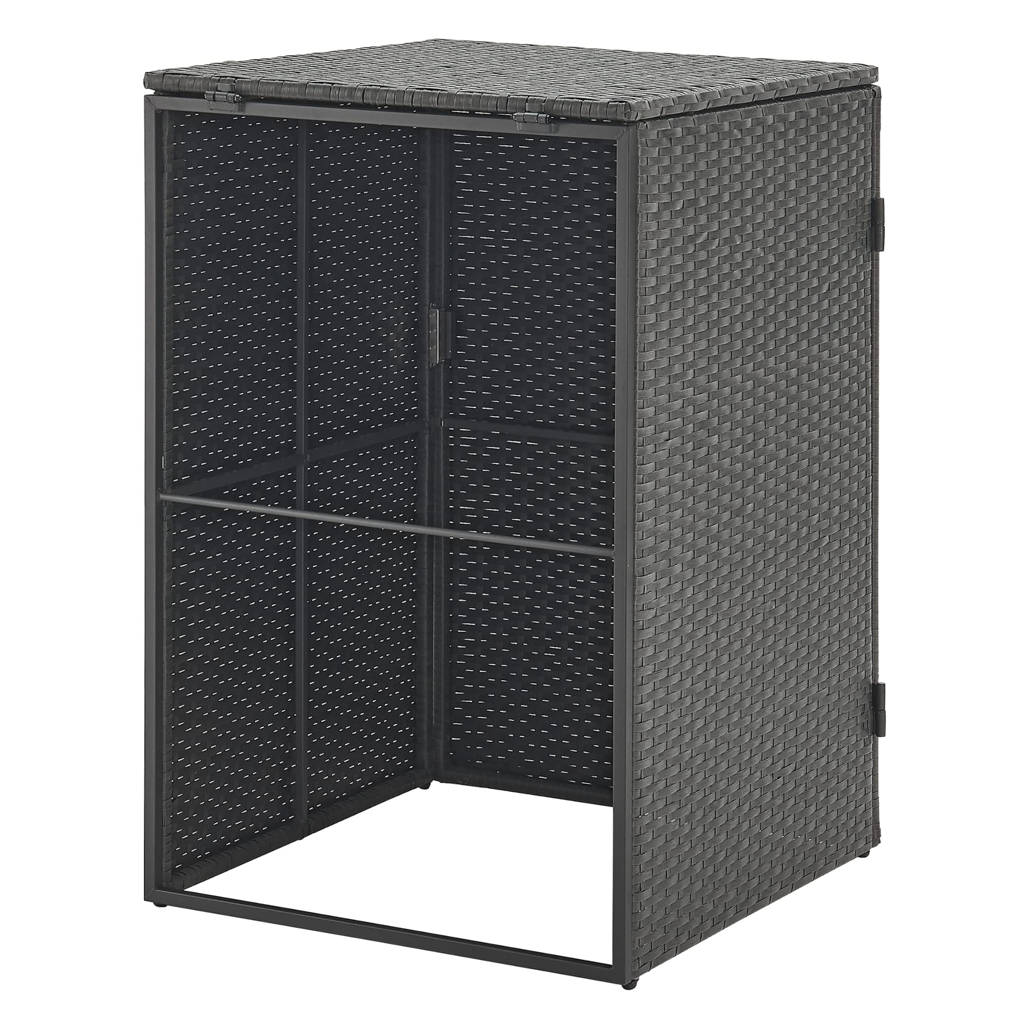 Cache Poubelle Solide Abri Extérieur pour 1 Conteneur à Ordures et Déchets de 240 L Porte à Fermeture Magnétique Acier Polyrotin 109 x 70 x 78 cm Gris Foncé