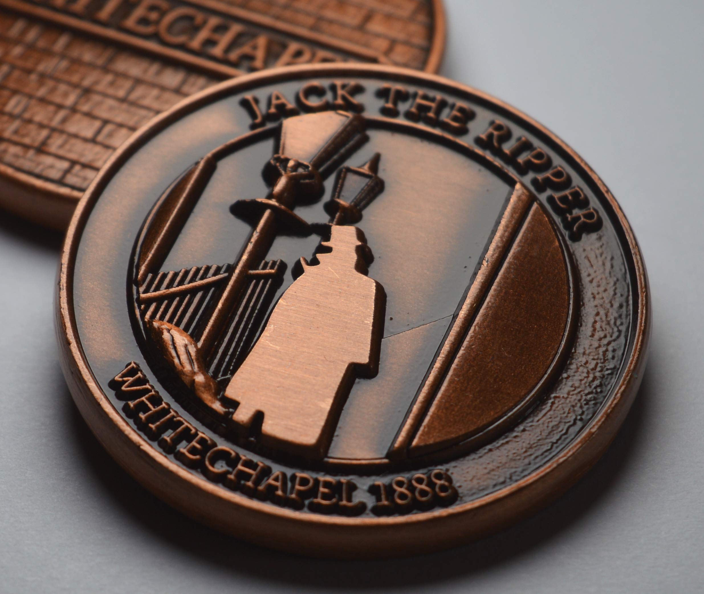 The Commemorative Coin Company Collectable JACK THE RIPPER Coin/Commemorative in Capsule. Copper Finish, High Relief, Carved/Hobo. Whitechapel, London, Victorian, 1888