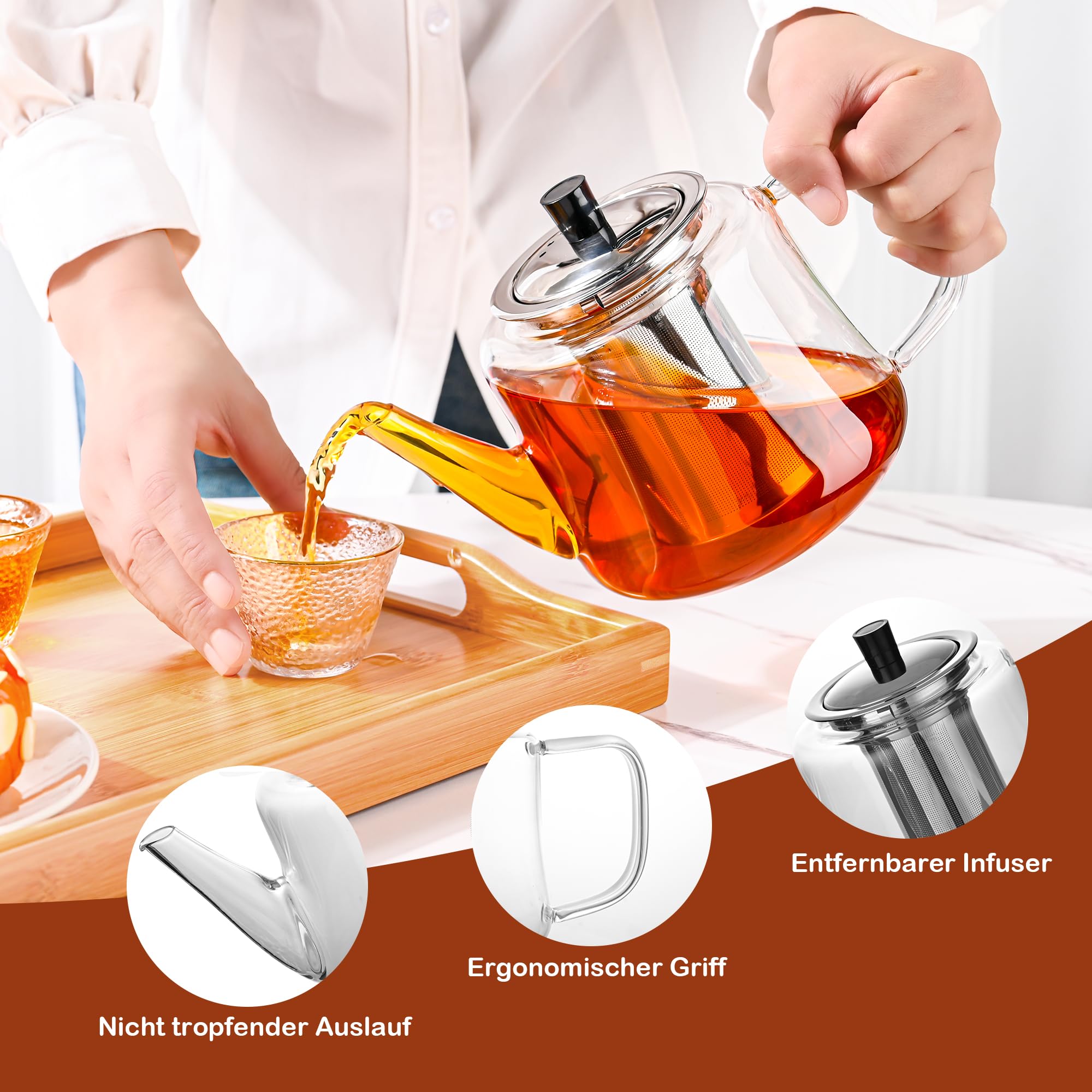 Glass teapot with Infuser - Image 2