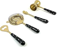 Vista 2 de Vibhsa Herramientas de bar Accesorios y Bar Tending Kit set de 4 para Home Bar (Dorado Negro)