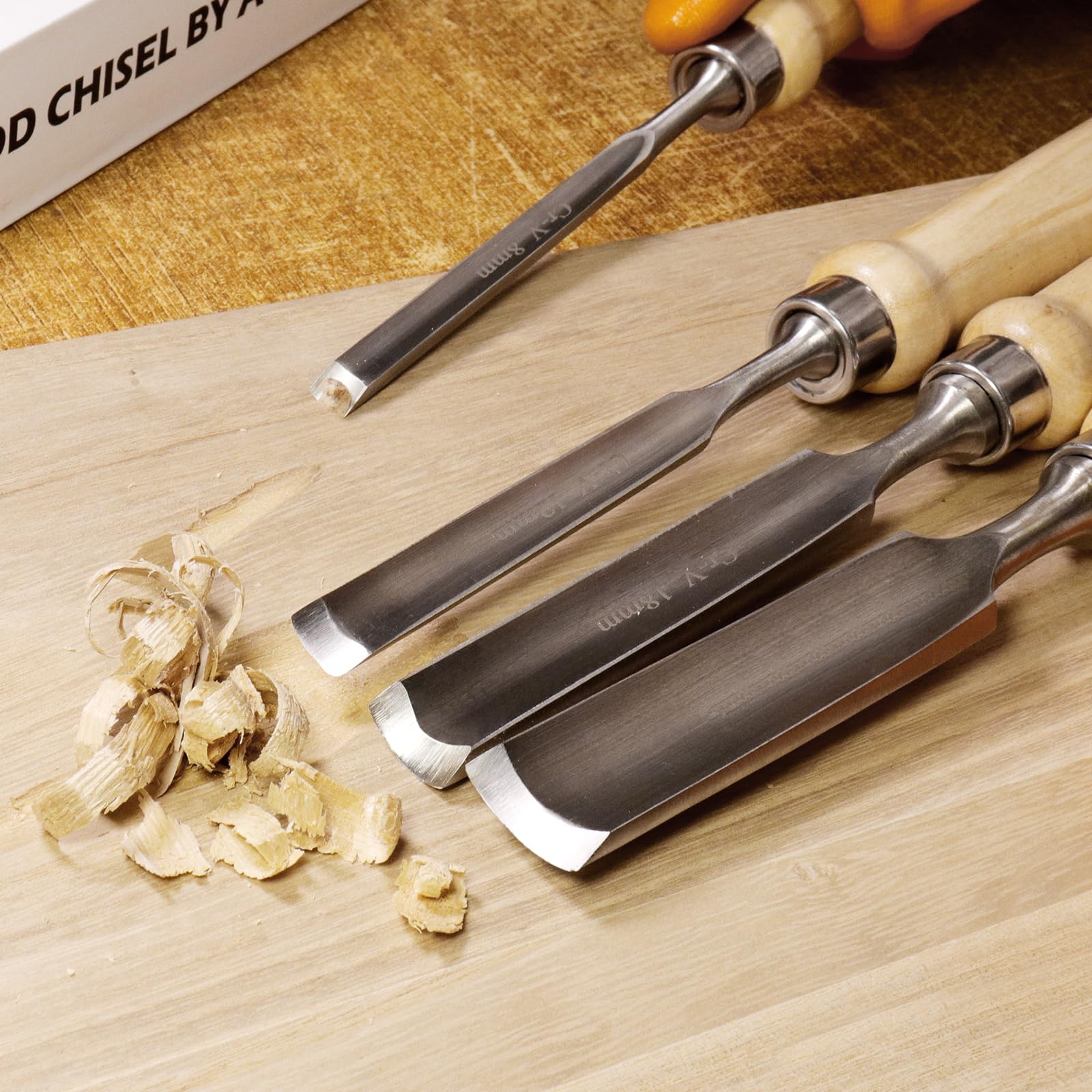 ATOPLEE Lot de 4 ciseaux à bois demi-cercle à bord intérieur en acier au chrome vanadium 8 mm, 12 mm, 18 mm, 25 mm pour bricolage, menuisier, bricoleurs débutants